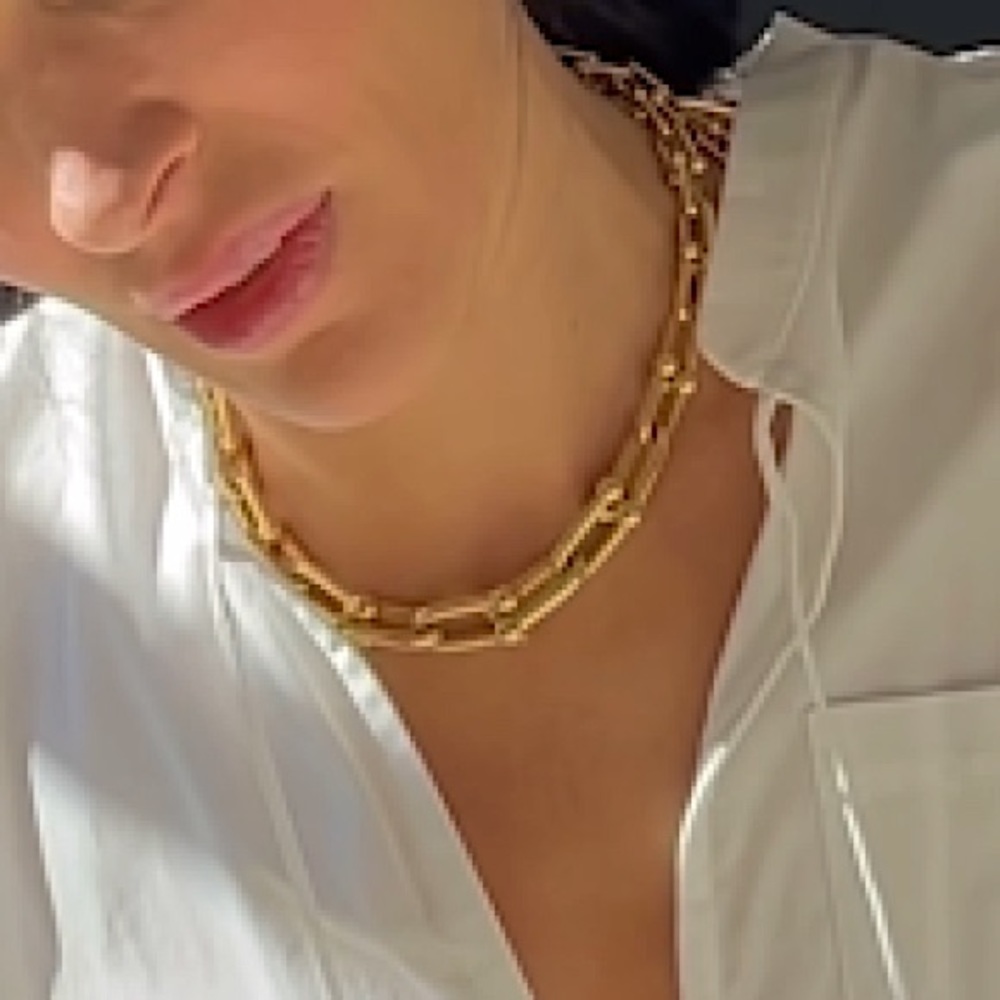 Gold Hardware Graduated Link U Necklace - Picture 5 of 12